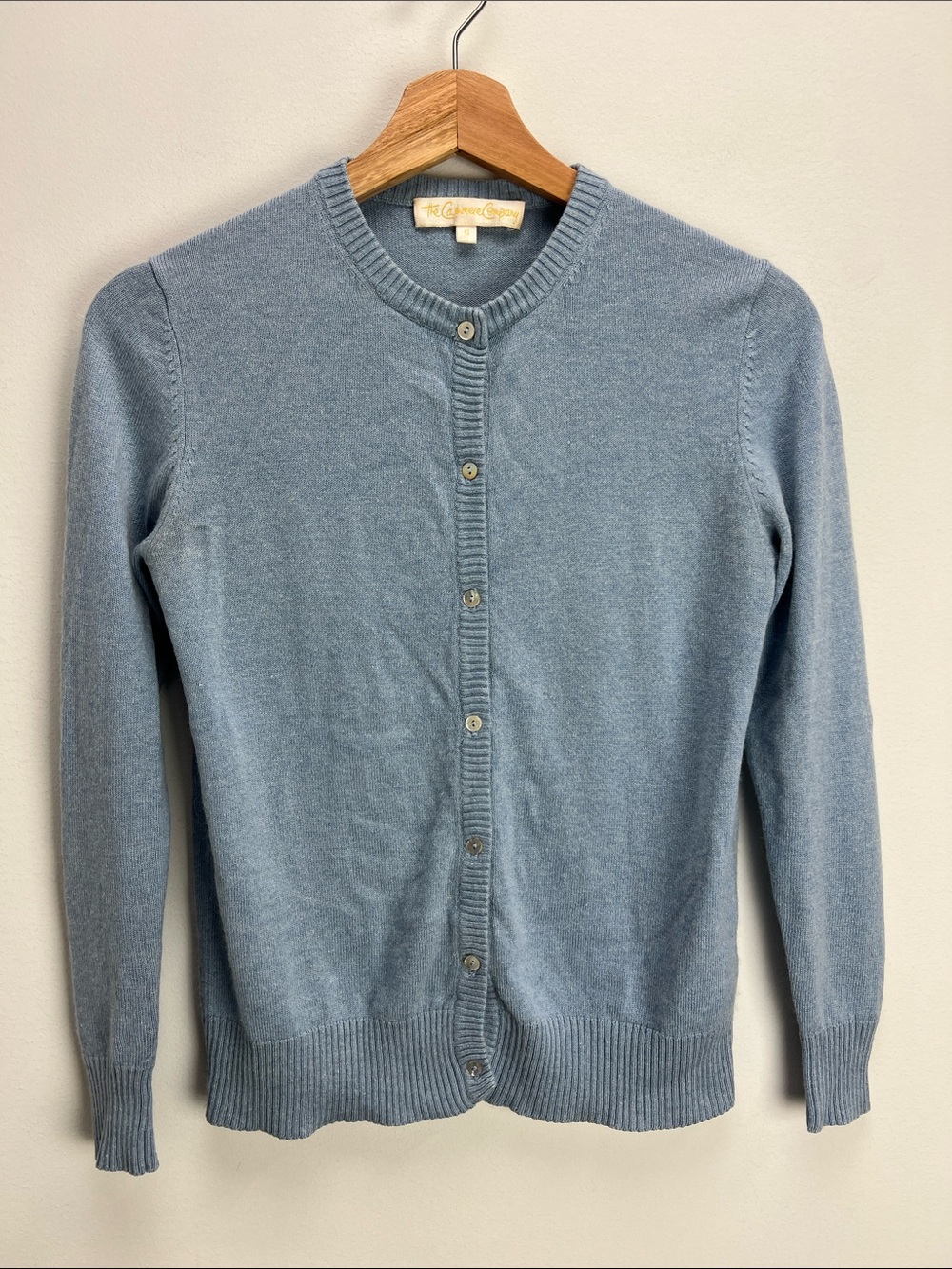 The Cashmere Company Cardigan Silk Cashmere Blue Womens Small Quiet Luxury